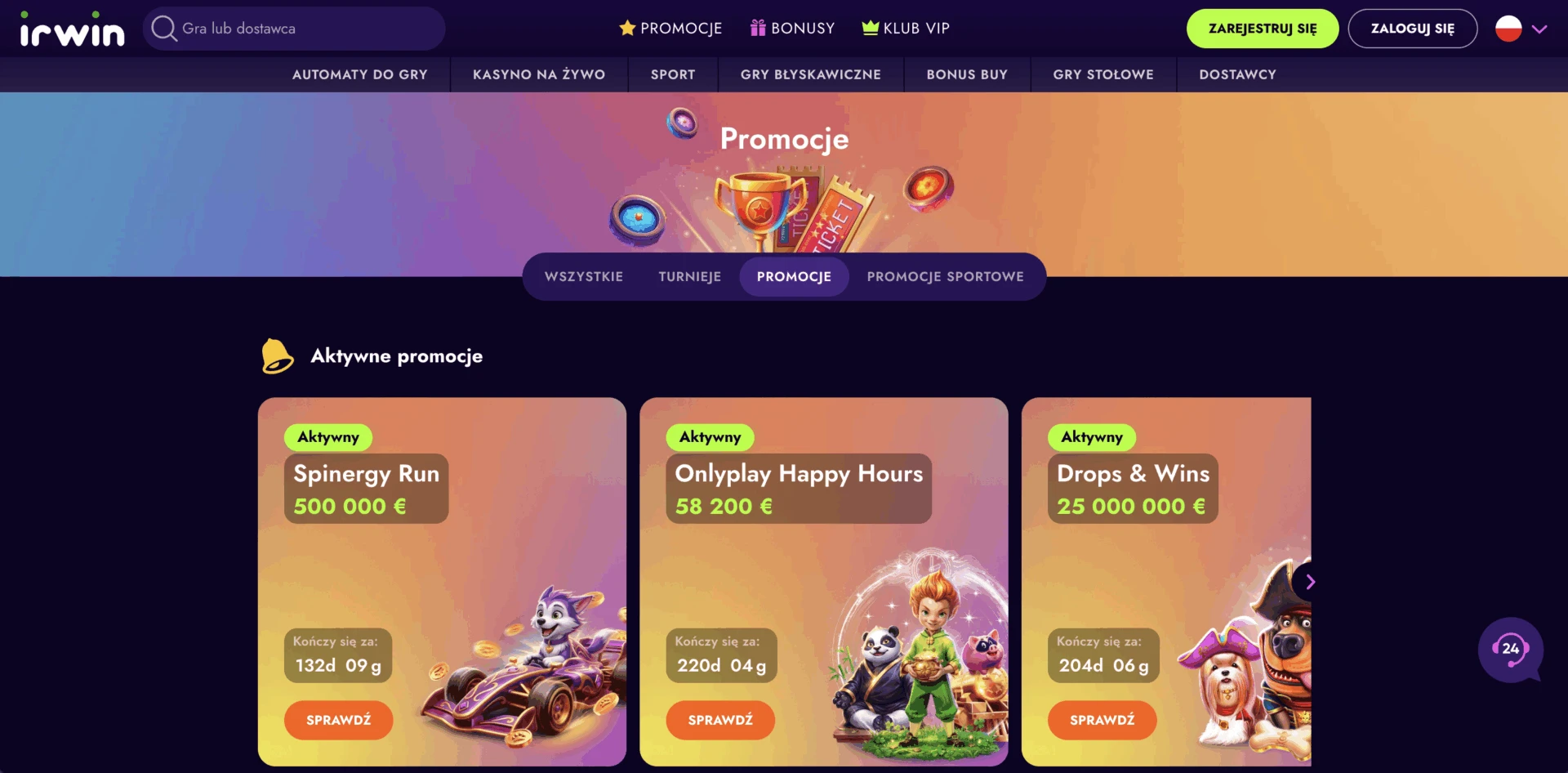 Irwin Casino opinie: darmowe spiny za rejestrację i jak działa obrót bonusem od darmowych spinów